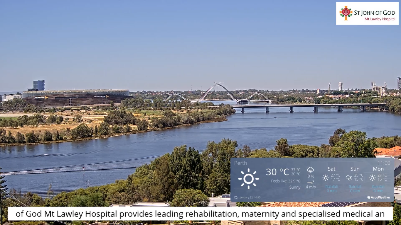 Perth Australia Swan River Live Cam – St John of God Mt Lawley